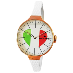 HOOPS OROLOGIO DONNA BIANCO/ORO GRANDE QUADR. A CUORE TRICOLORE